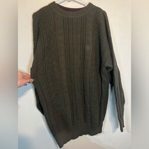 Vintage 90s Ralph Lauren Eld Factory Chaps Chunky Knit Olive Green Sweater Large